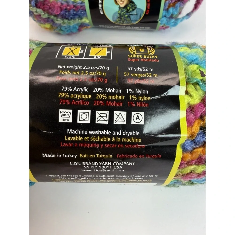 3 Skeins Lion Brand Boucle Yarn Parfait Mohair Blend 2.5 oz Super Bulky